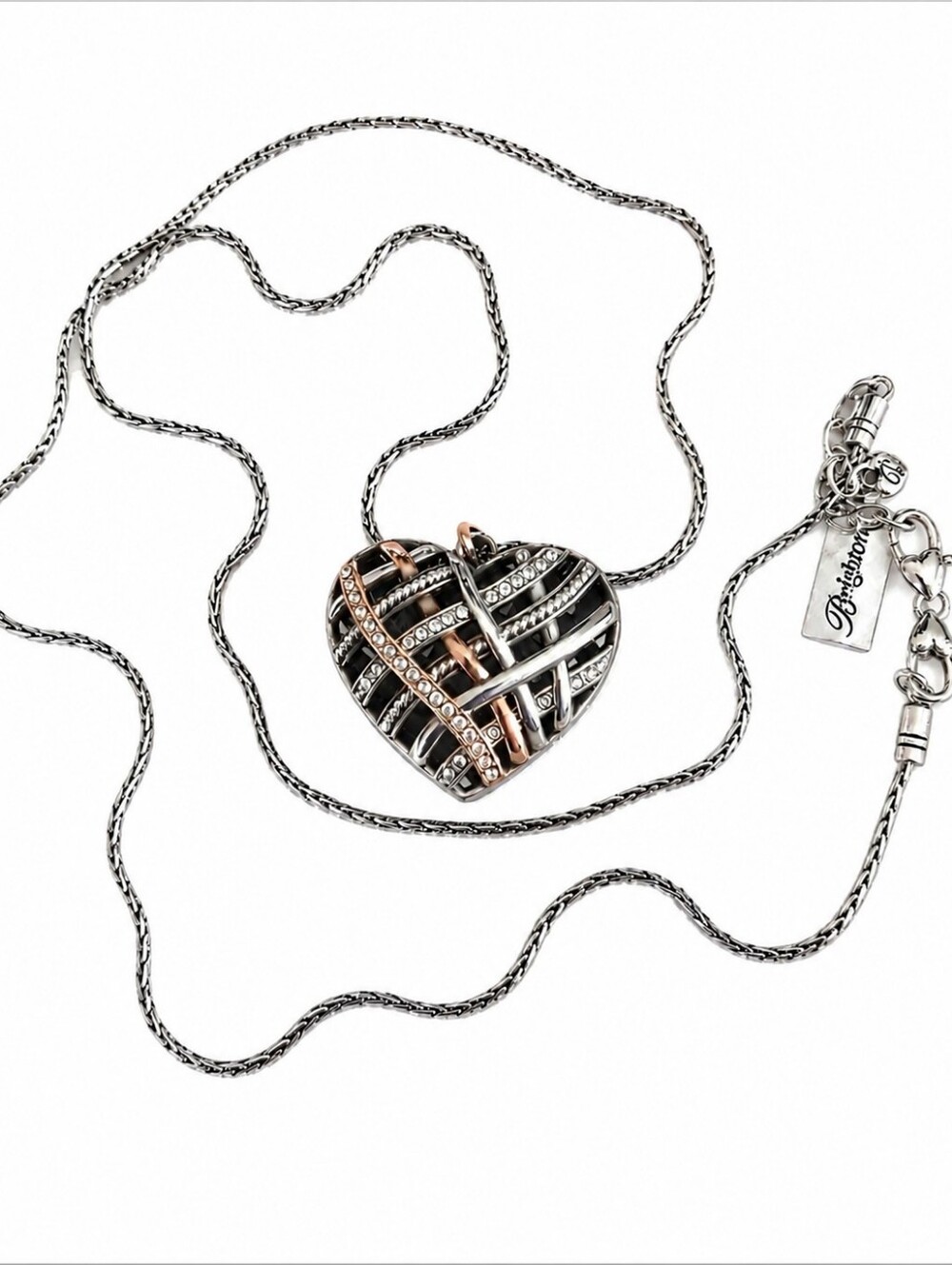 Brighton Retired Neptune Points Heart Necklace J5903 Crystals MSRP $98